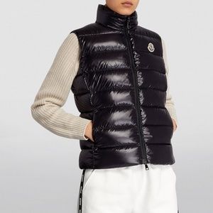 Moncler Ghany Shiny Quilted Black Down Puffer Vest size 1 Small